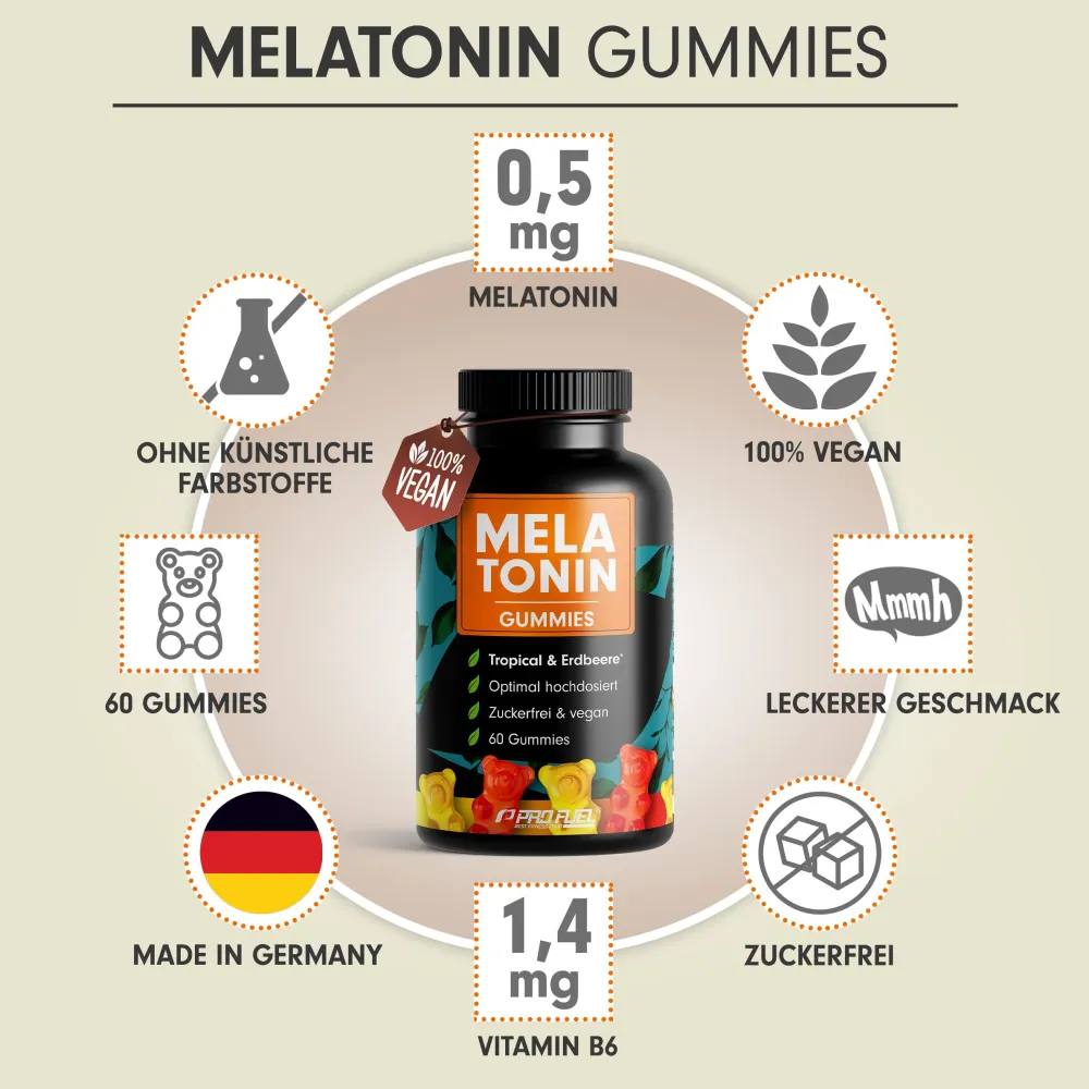 - Melatonin Gummies 60x mit 0,5 mg bioaktivem Melatonin>ProFuel Online