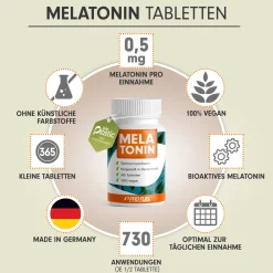 - Melatonin 365 Tabletten - 0,5 mg bioaktives Melatonin pro Tag (1/2 Tablette)|ProFuel