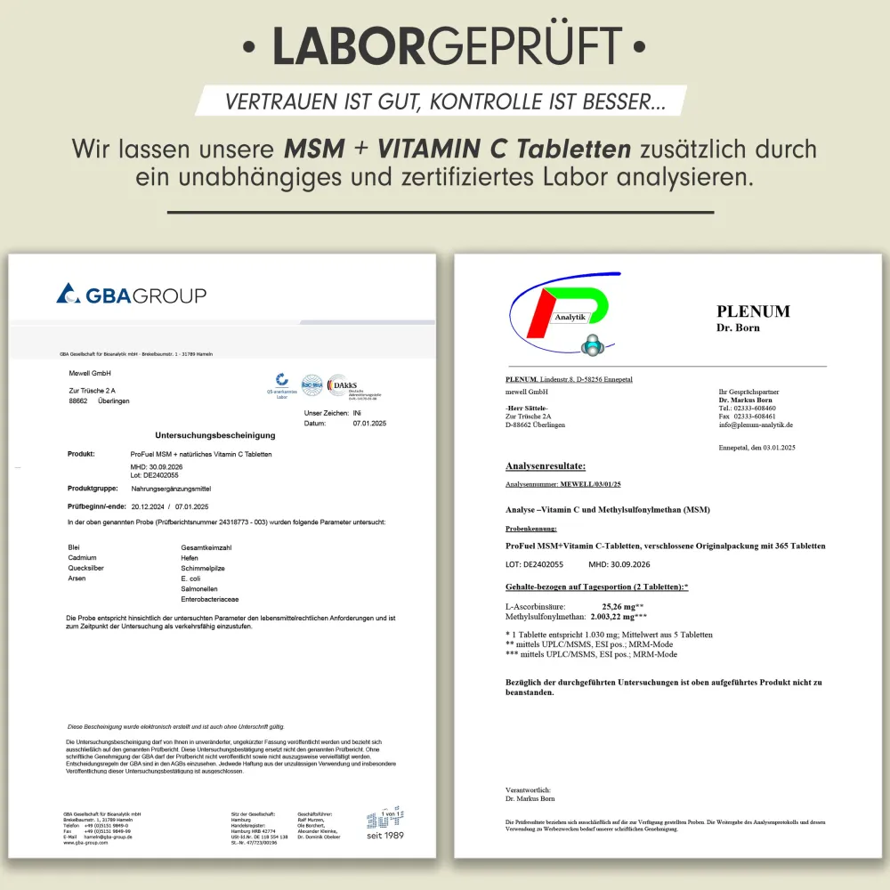 - MSM 2000mg pro Tag + natürliches Vitamin C - 365 MSM Tabletten mit Methylsulfonylmethan|ProFuel Outlet