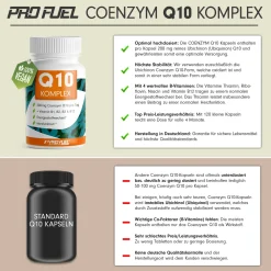 - Q10 KOMPLEX Kapseln hochdosiert - Coenzym Q10 mit 200mg Coenzym Q10 + Vitamin B12|ProFuel Discount