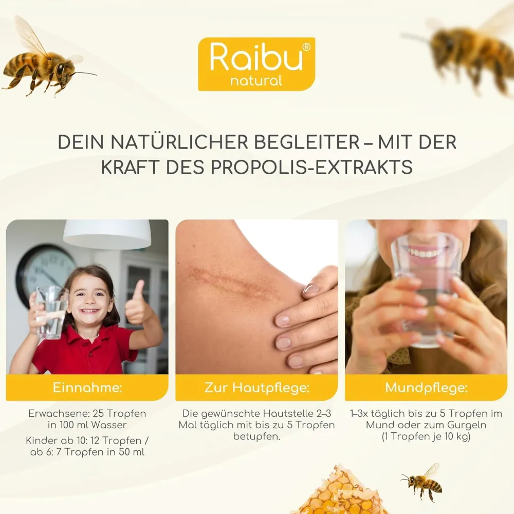 Propolis 30% Tropfen alkoholfrei - Bee Propolis Extrakt für Kinder & Erwachsene -|Raibu Clearance