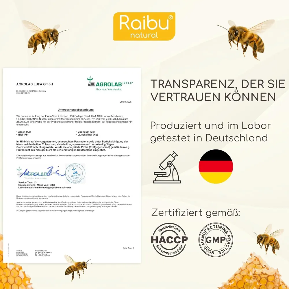 Propolis 30% Tropfen alkoholfrei - Bee Propolis Extrakt für Kinder & Erwachsene -|Raibu Clearance