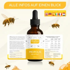 Propolis 30% Tropfen alkoholfrei - Bee Propolis Extrakt für Kinder & Erwachsene -|Raibu Clearance