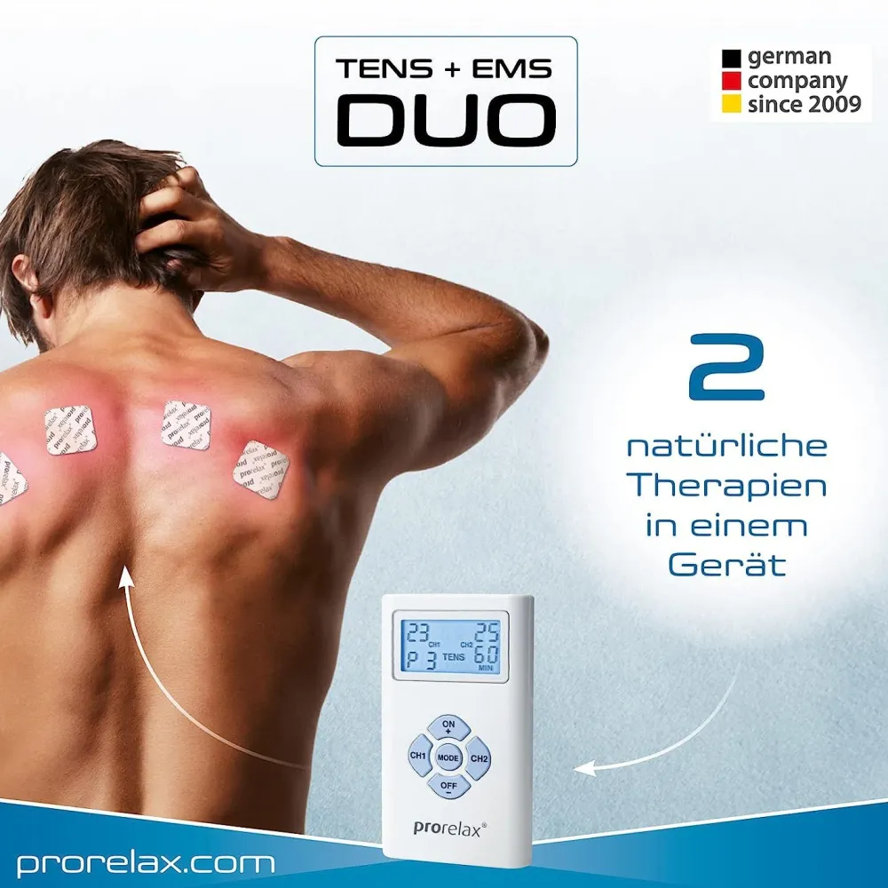 prorelax TENS EMS DuoElektrostimulationsgerät 2 Therapien mit einem Gerät|
