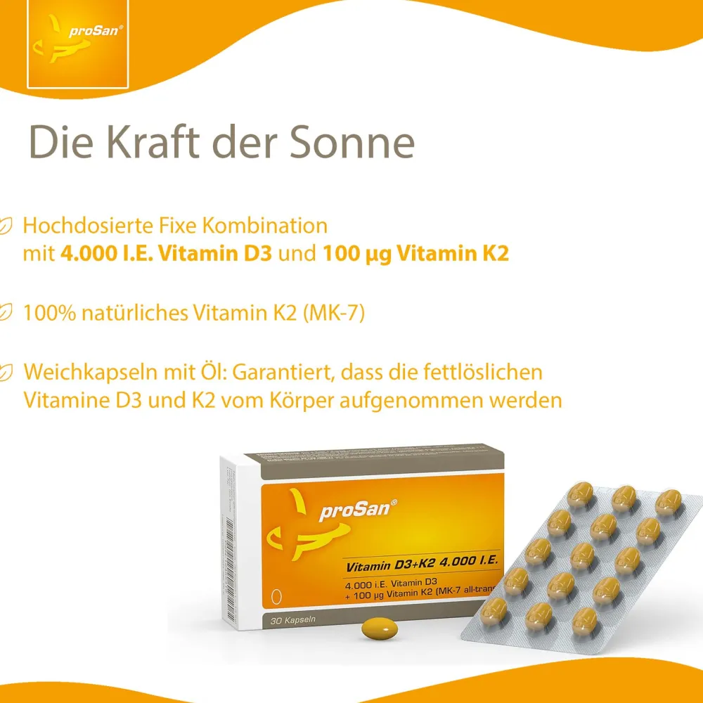 Vitamin D3+K2 4.000 I.E.|proSan Best