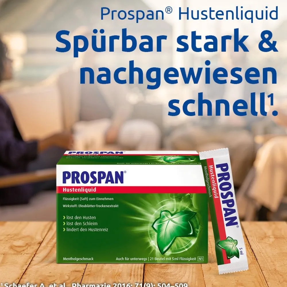 Hustenliquid im Stickbeutel ideal für unterwegs>Prospan
