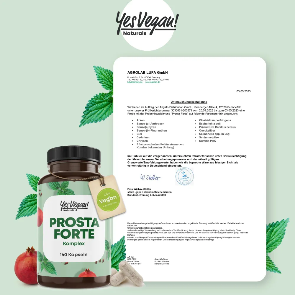 Prosta Forte Komplex, Kürbiskern, Brennnessel, Granantapfel, Selen PREMIUM|YesVegan Discount