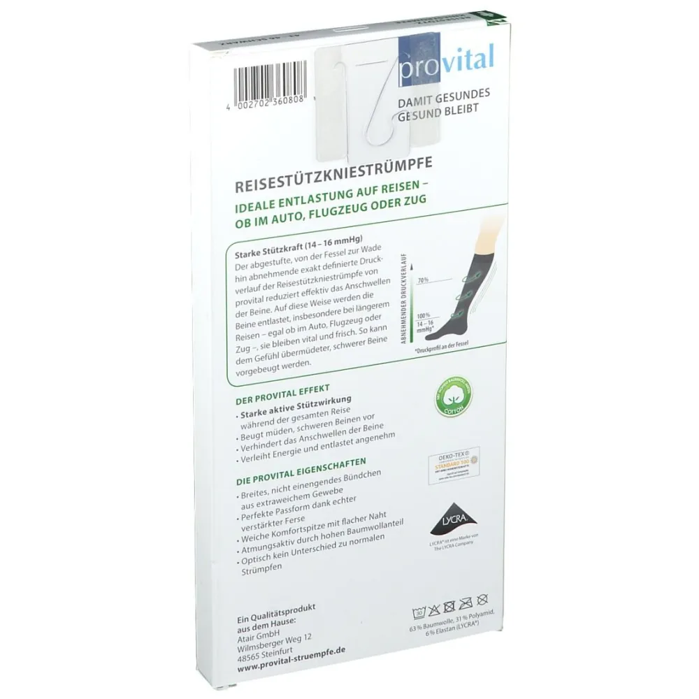 Reisekniestrümpfe Gr. 43 - 46 schwarz|provital New