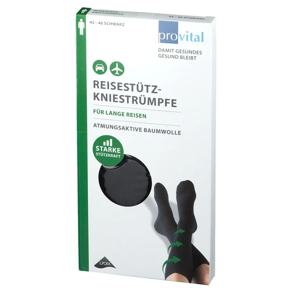 Reisekniestrümpfe Gr. 43 - 46 schwarz|provital New