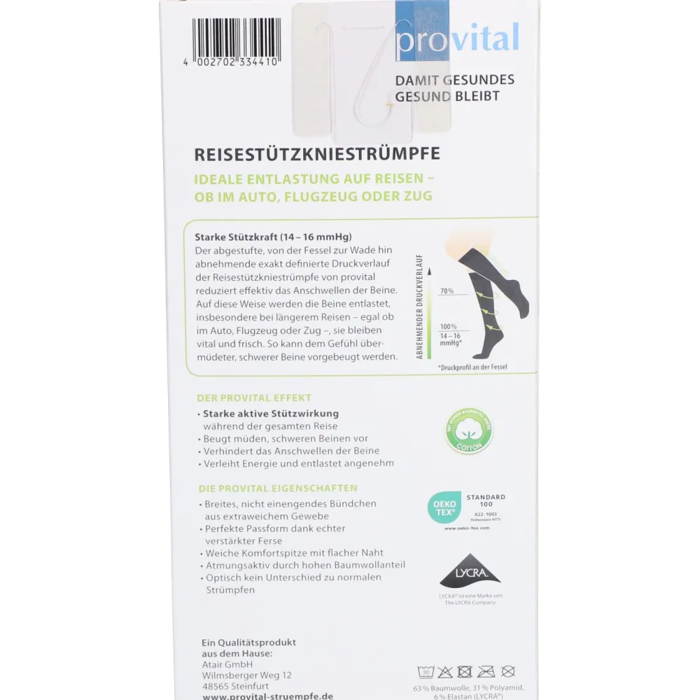 Reisekniestrümpfe Gr. 35 - 38 schwarz>provital Best