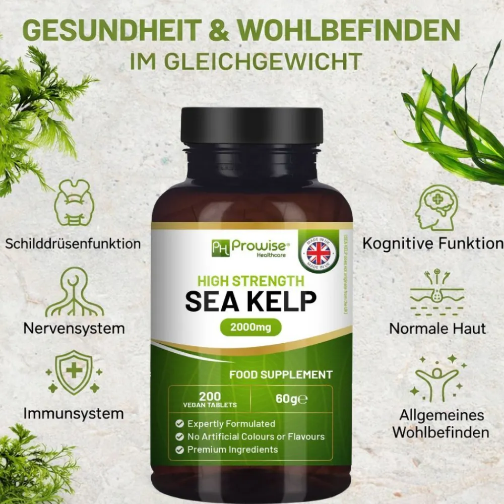 Prowise Healthcare Meeresalgen 2000 mg – Natürliche Jodquelle| Hot