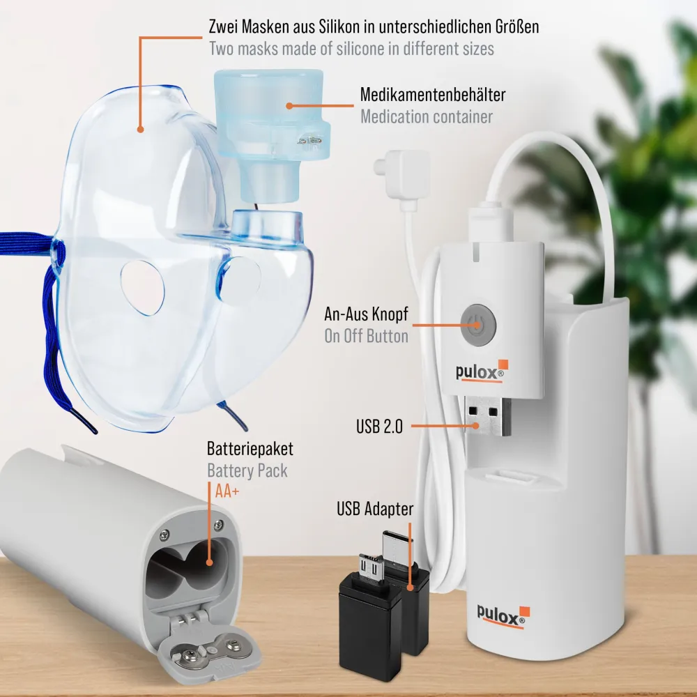 IN-200 Vapo Portabler Vernebler Nebulizer Inhalationsgerät mit Maske für Erwachsene und Kinder>pulox Best