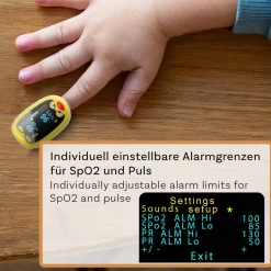 PO-210B - Akkubetriebenes Kinderpulsoximeter mit Warnfunktion><noscript><img width=