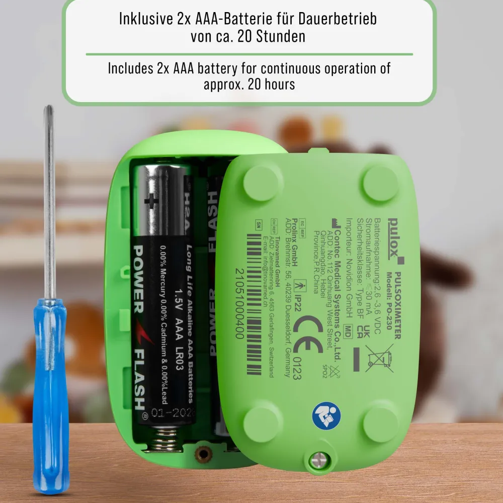 PO-230 - Finger-Pulsoximeter für Kinder - Grün>pulox New