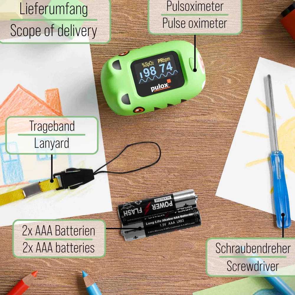 PO-230 - Finger-Pulsoximeter für Kinder - Grün>pulox New