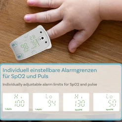 PO-235 - Finger-Pulsoximeter für Kinder mit Alarm in Weiß><noscript><img width=