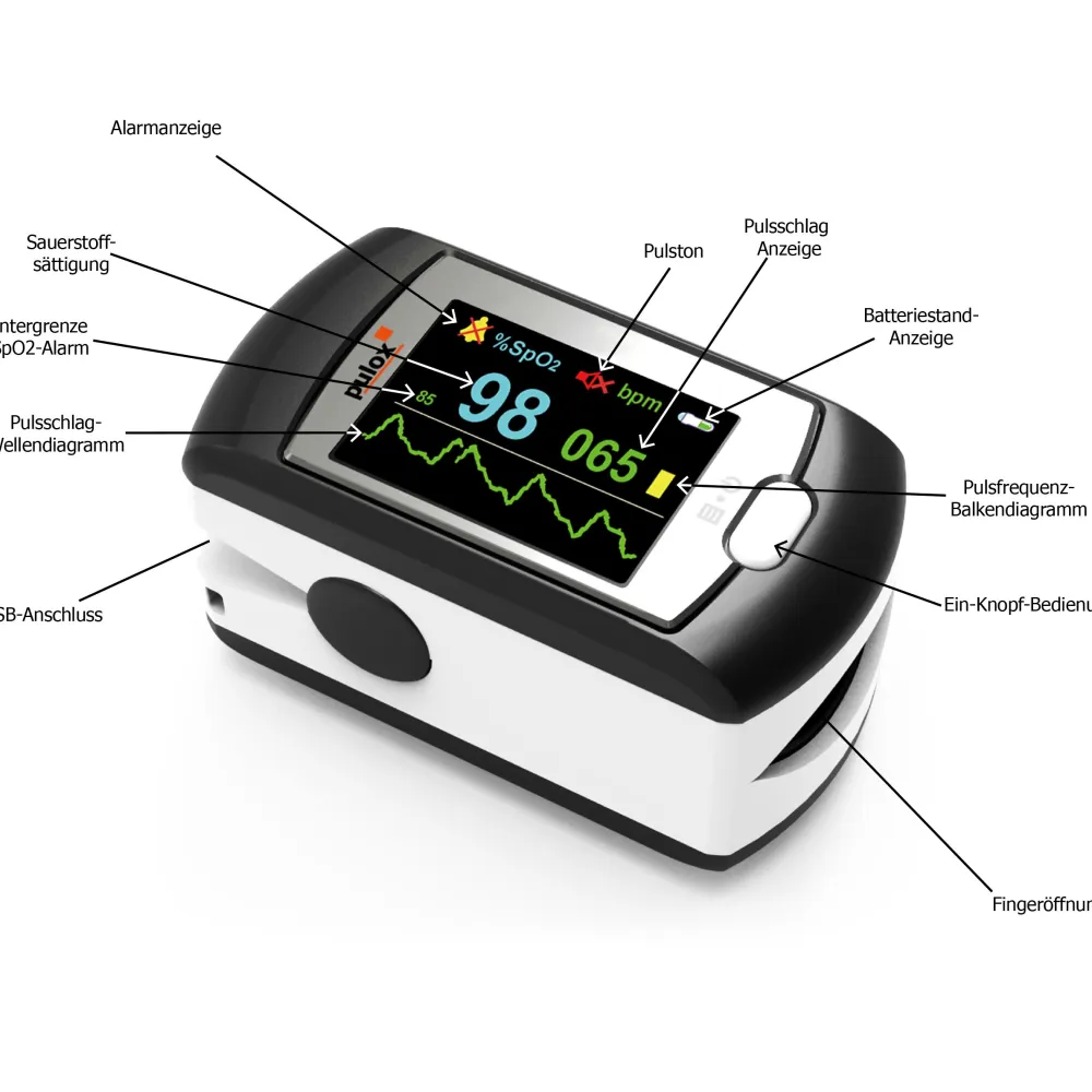 - PO-300 - Finger-Pulsoximeter - Schwarz|pulox