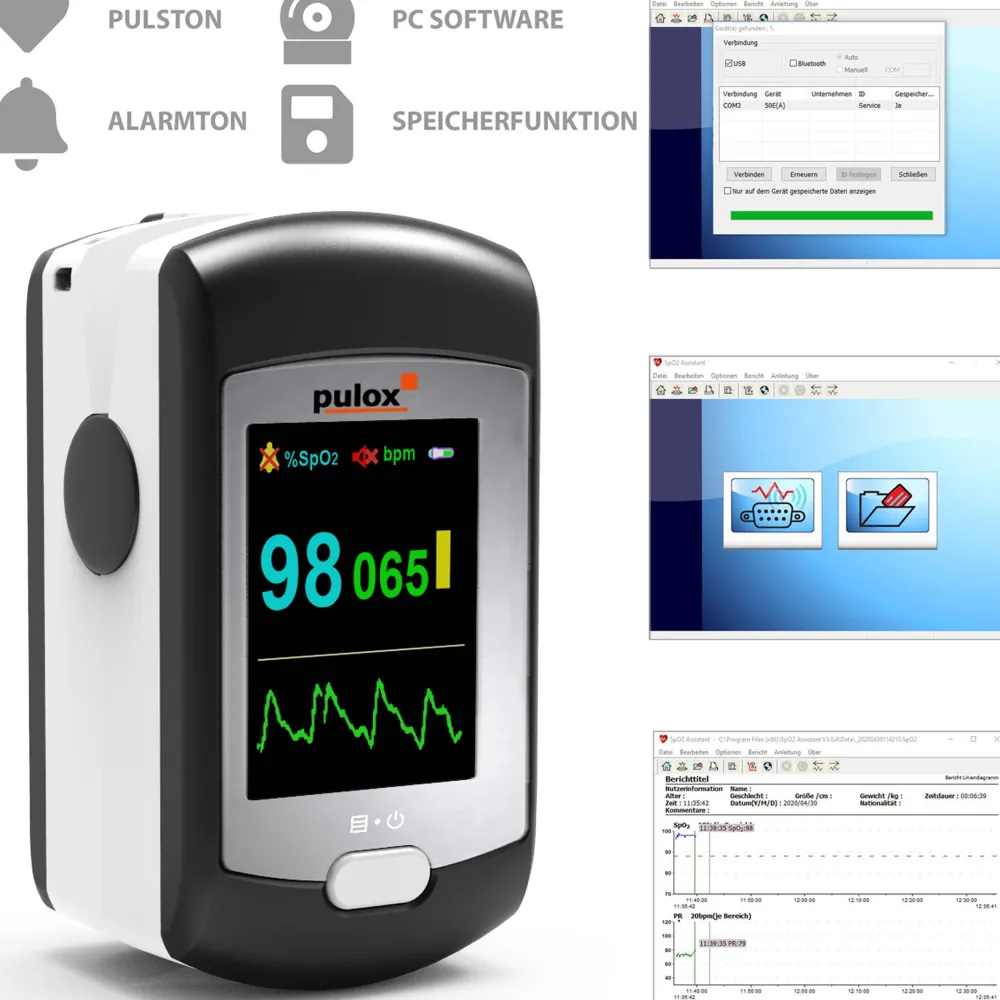 - PO-300 - Finger-Pulsoximeter - Schwarz|pulox