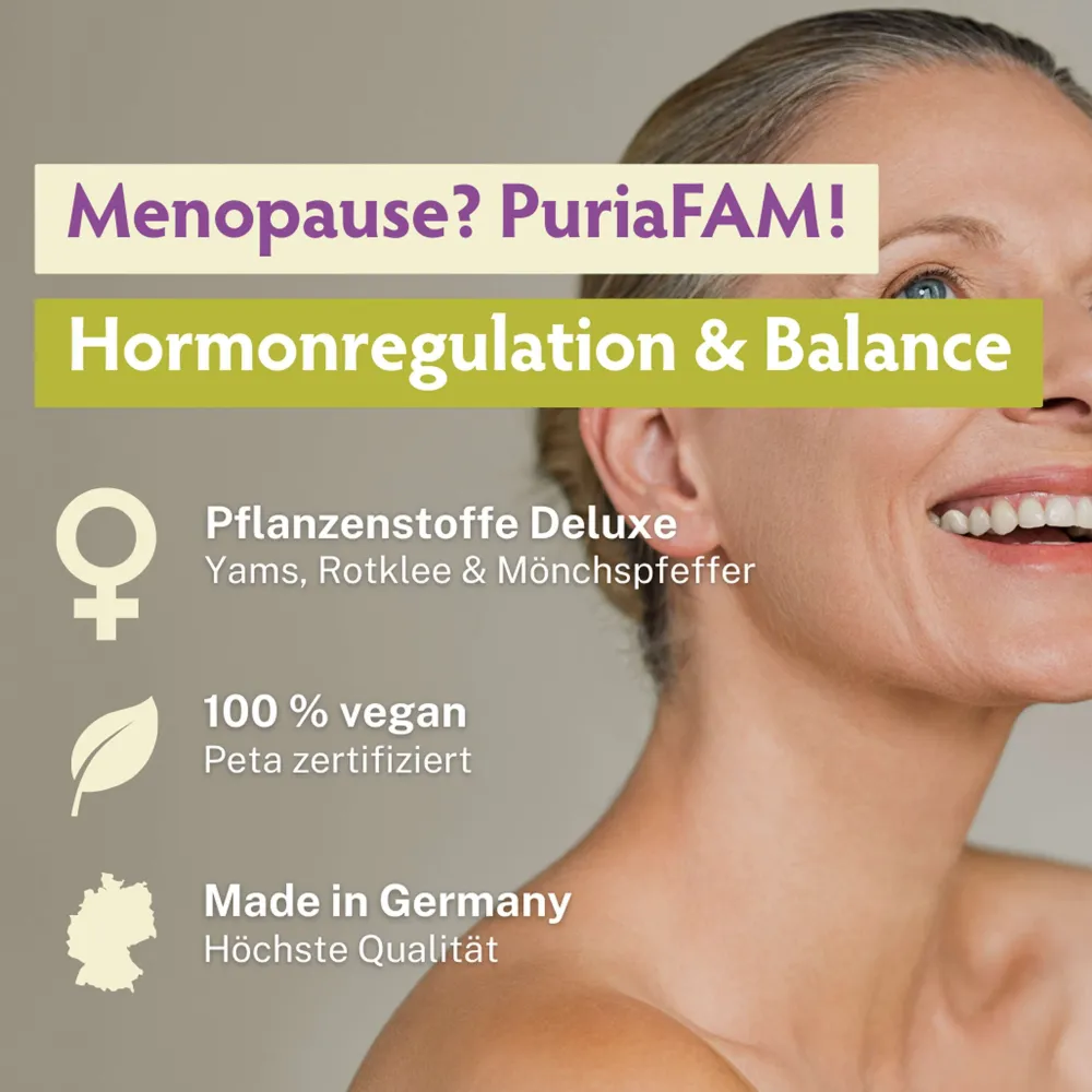 Meno Pause | Wechseljahre | Hormon Balance | Rotklee & Mönchspfeffer | vegan|Puriafam Discount