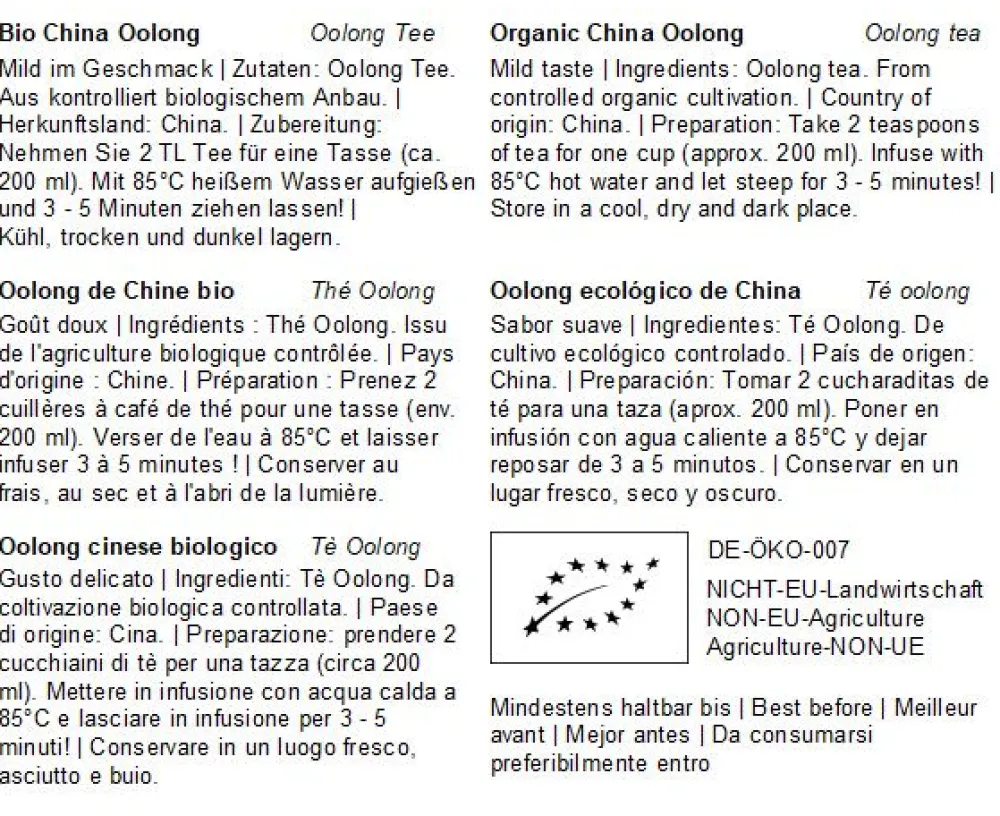 Bio Oolong Tee - China Oolong>Quertee Sale