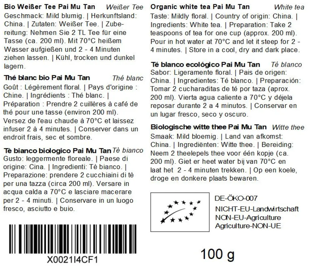 Pai Mu Tan Bio Weißer Tee|Quertee Clearance