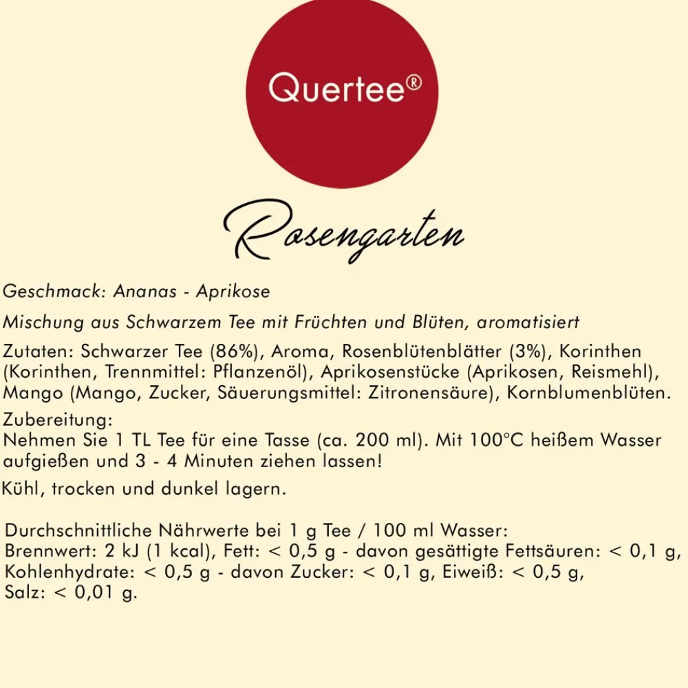 Quertee® - Schwarzer Tee - "Rosengarten" - Ananas-Aprikose| Hot