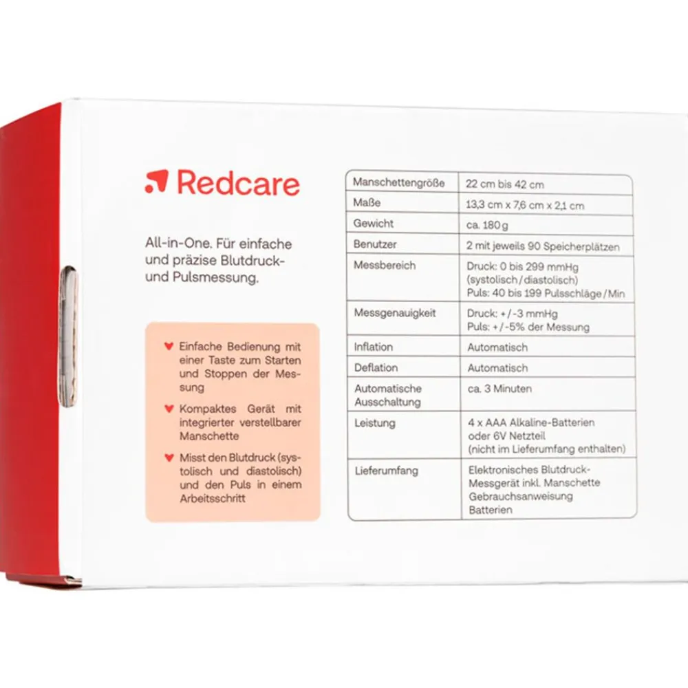 Blutdruckmessgerät für eine präzise Blutdruck- und Pulsmessung>Redcare Hot