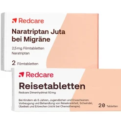 Naratriptan Juta bei Migräne 2,5mg + Reisetabletten Dimenhydrinat 50 mg>Redcare Clearance