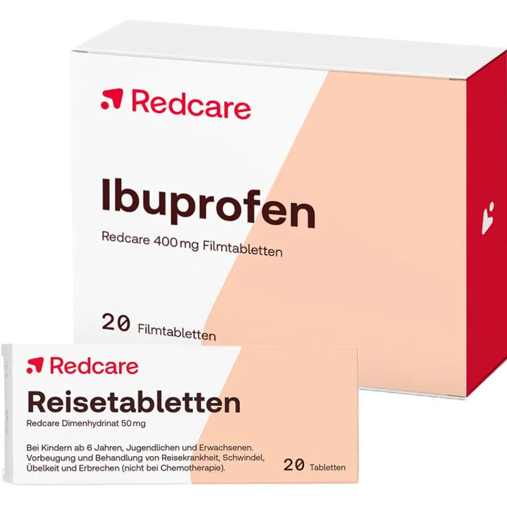 Reisetabletten Dimenhydrinat 50 mg + Ibuprofen 400 mg|Redcare New