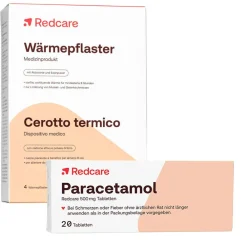 Wärmepflaster + Paracetamol 500 mg gegen Schmerzen>Redcare Clearance