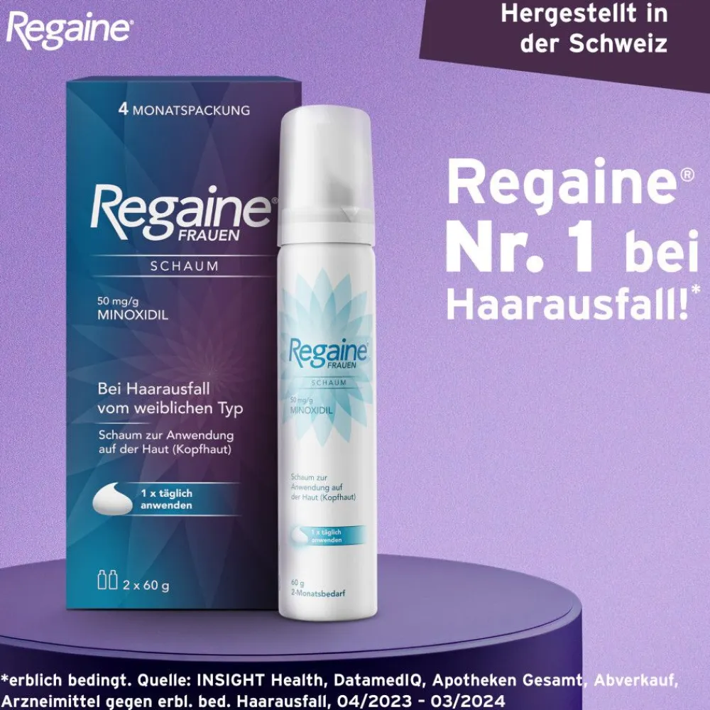 Frauen Schaum mit Minoxidil bei erblich bedingtem Haarausfall - Jetzt 20% mit dem Code 20 sparen*|Regaine Clearance