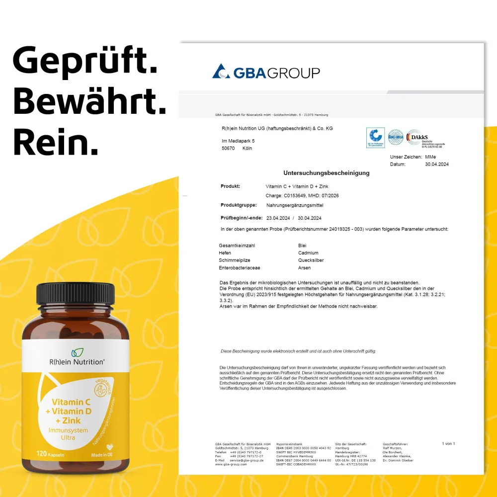 Vitamin C + Vitamin D + Zink Immunsystem Ultra>R(h)ein Nutrition Discount