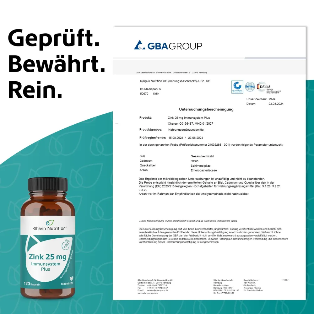 Zink 25 mg Immunsystem Plus|R(h)ein Nutrition Hot
