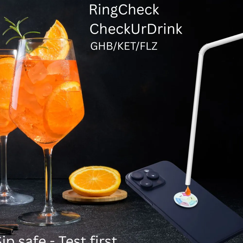 RingCheck CheckUrDrink - Schnelltest zum Nachweis von K.O.-Tropfen, Drink Check Test| Outlet