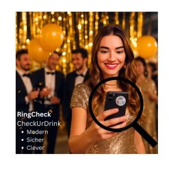 RingCheck CheckUrDrink - Schnelltest zum Nachweis von K.O.-Tropfen, Drink Check Test| Outlet