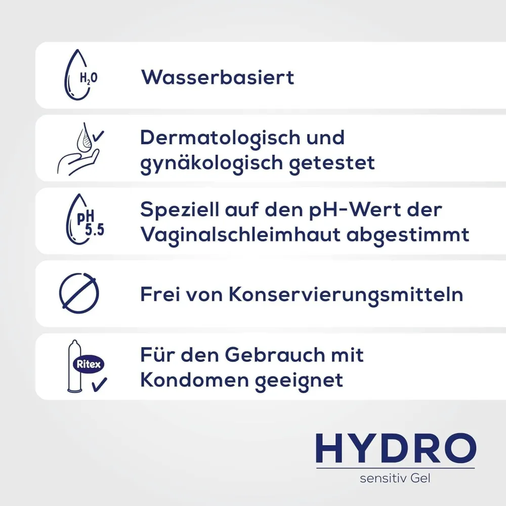 Ritex HYDRO GEL, Sensitiv Gleitgel wasserbasiert> New