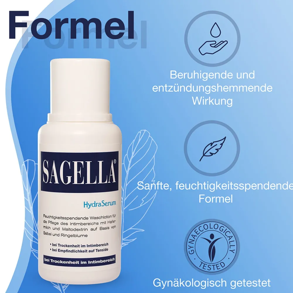HydraSerum: Feuchtigkeitsspendende Intimwaschlotion bei Trockenheit im Intimbereich|SAGELLA New