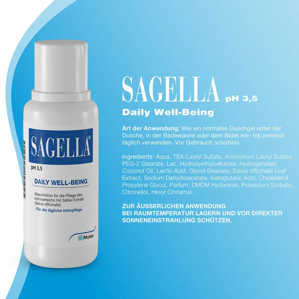 pH 3,5 – DAILY WELL-BEING: Intimwaschlotion mit Milchsäure und Salbei-Extrakt - Jetzt 10% mit dem Code cooper10 sparen*>SAGELLA New