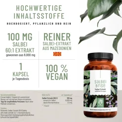 Salbei Extrakt Wechseljahre Meno Pause 120 vegane Kapseln 6000mg Salbeibrise ®>NATURTREU Sale