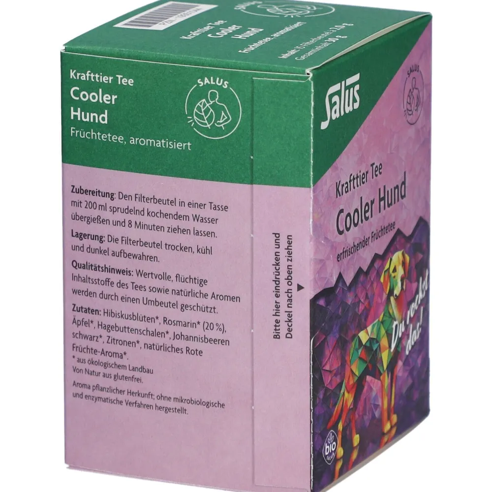 Krafttier Tee Cooler Hund Bio Früchtetee - 15 Filterbeutel|Salus Outlet