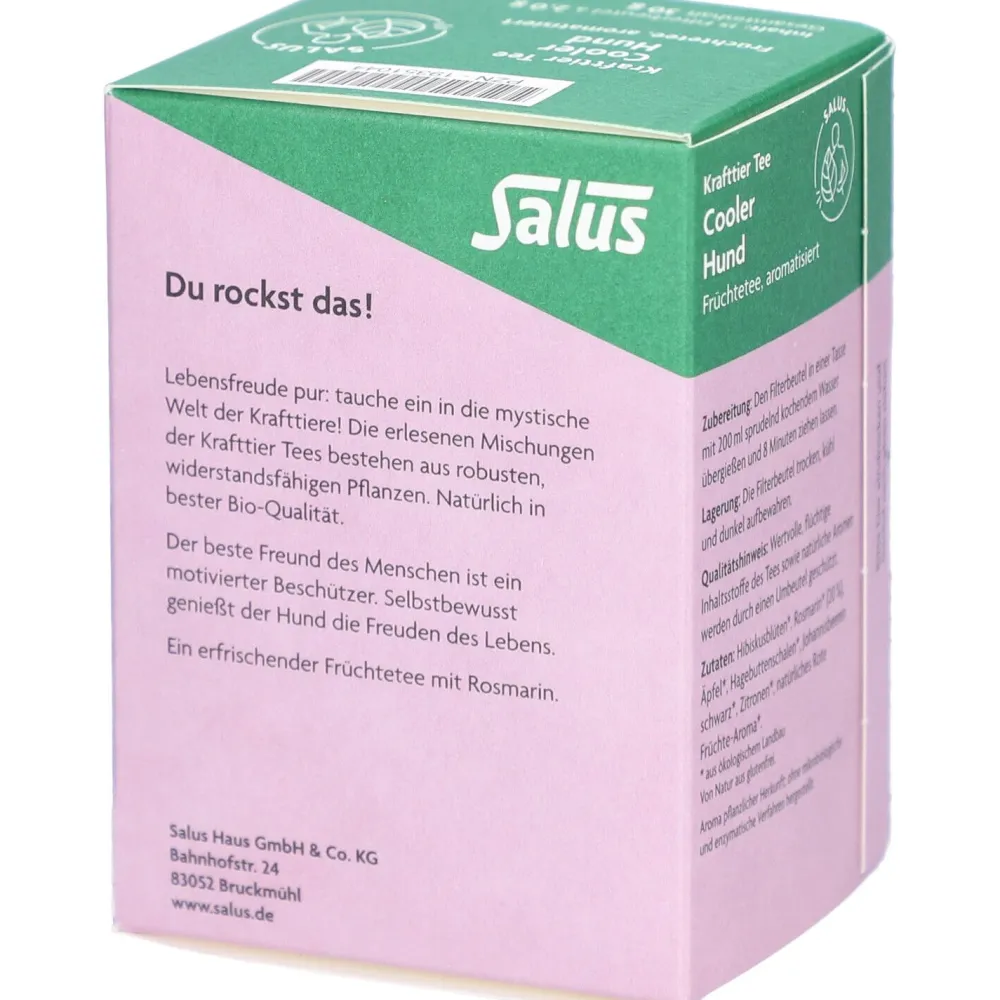 Krafttier Tee Cooler Hund Bio Früchtetee - 15 Filterbeutel|Salus Outlet