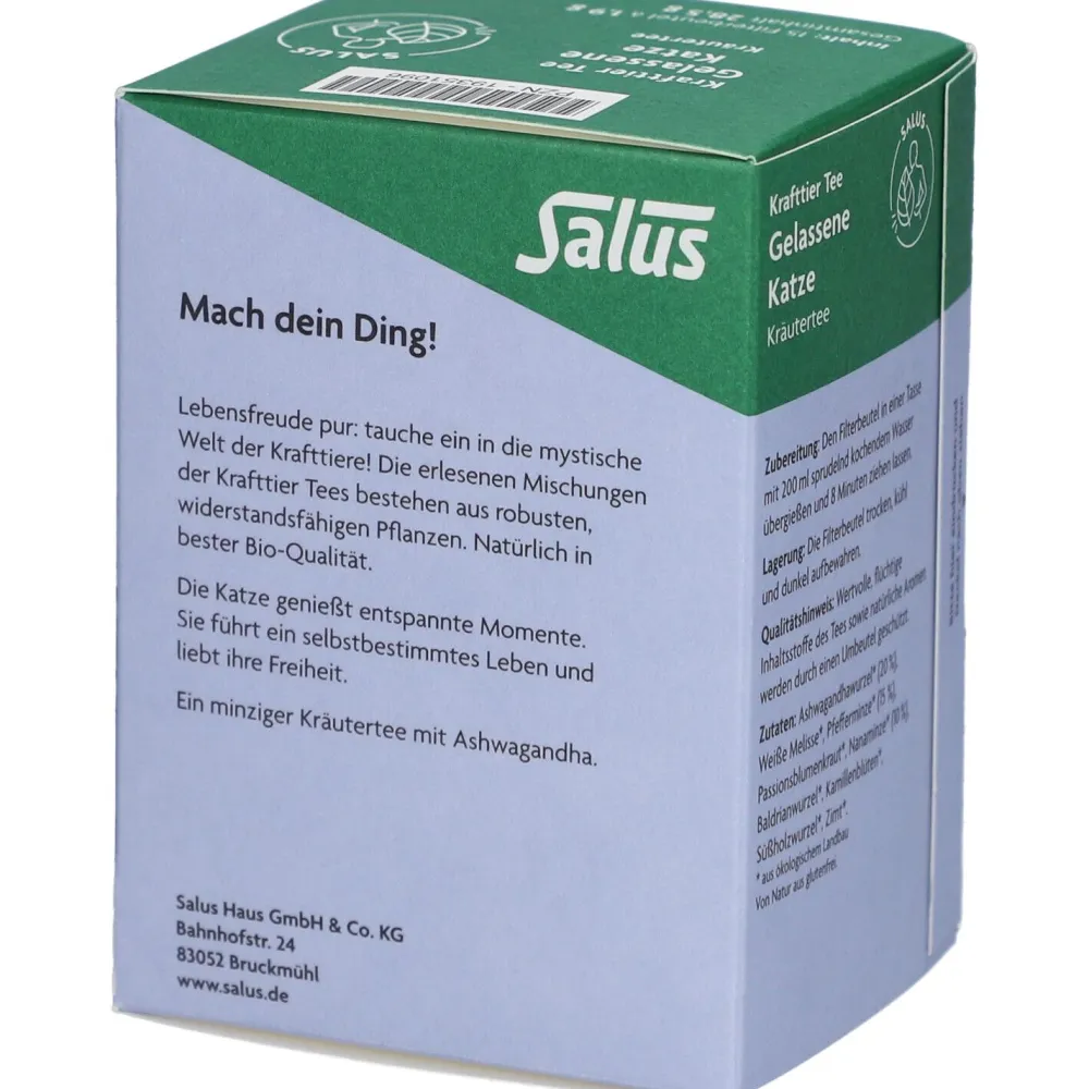 Krafttier Tee Gelassene Katze – Minziger Bio-Kräutertee mit Ashwagandha, 15 Filterbeutel>Salus Clearance