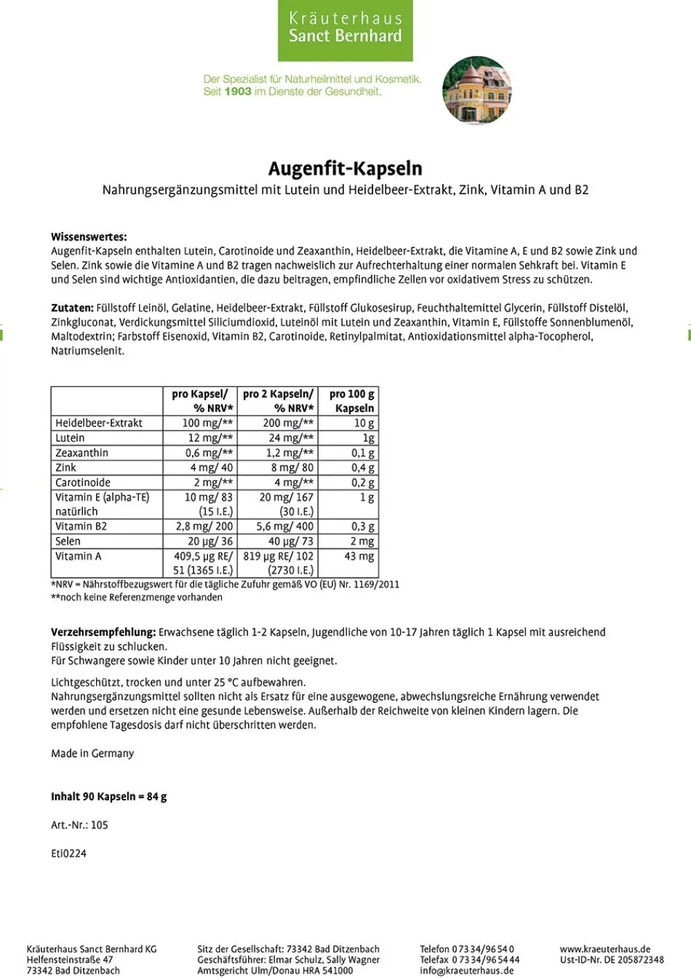 Augenfit-Kapseln|Sanct Bernhard New
