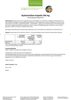 Hyaluronsäure-Kapseln 500 mg|Sanct Bernhard Best