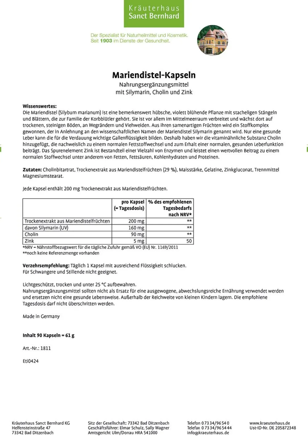 Mariendistel-Kapseln|Sanct Bernhard New