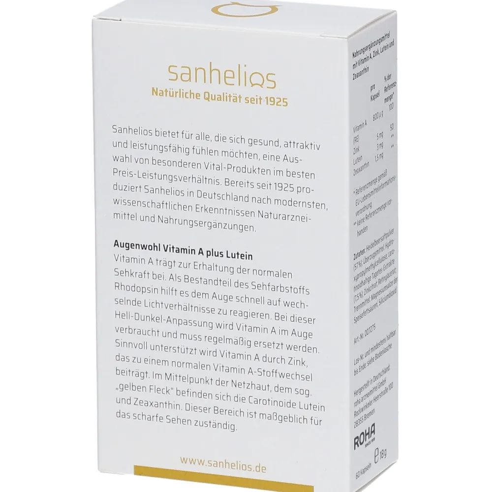 Augenwohl Vitamin A plus Lutein|Sanhelios Clearance