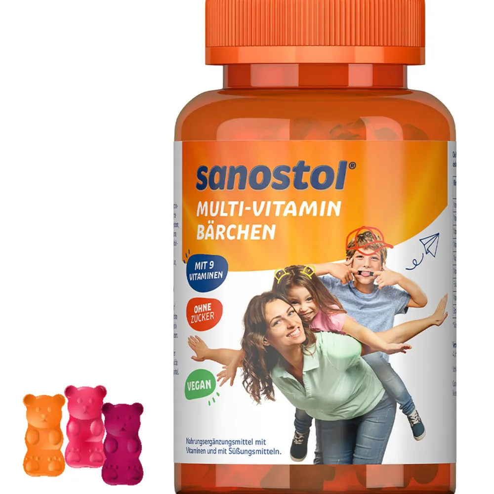 Multi-Vitamin Bärchen mit 9 wichtigen Vitaminen, vegan und ohne Zucker>Sanostol Best
