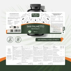 Saw Palmetto (Sägepalme) Kapseln, 20:1 Extrakt, Hergestellt in Deutschland ->Raibu Clearance