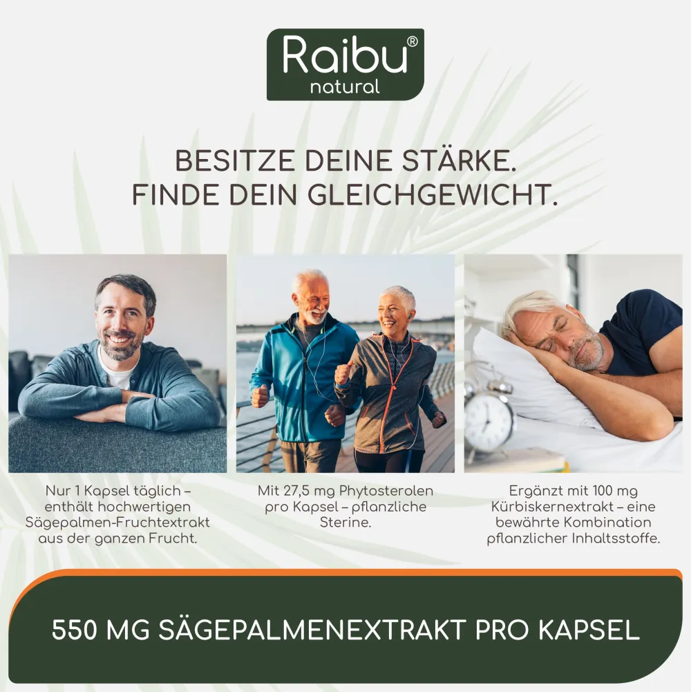 Saw Palmetto (Sägepalme) Kapseln, 20:1 Extrakt, Hergestellt in Deutschland ->Raibu Clearance