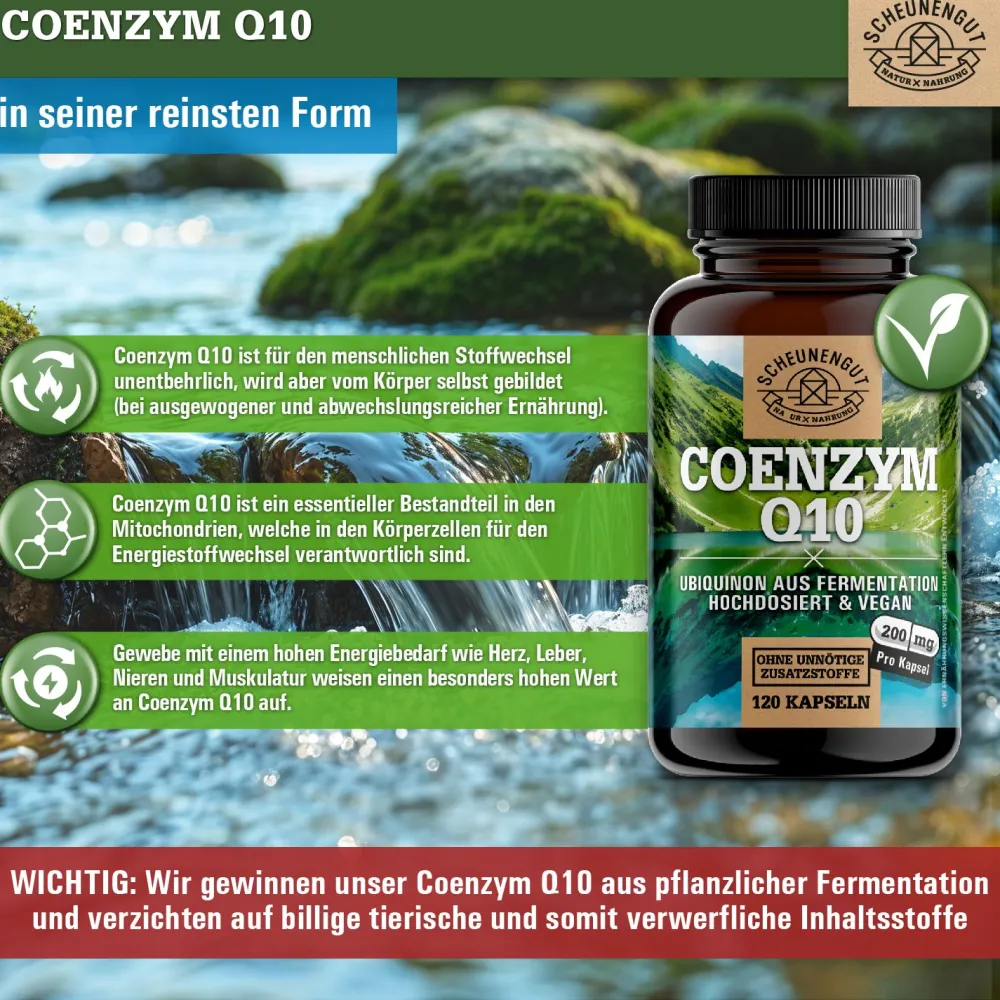 ® Coenzym Q10 | pflanzlicher Rohstoff aus Fermentation | 200mg pro Kapsel>SCHEUNENGUT Clearance
